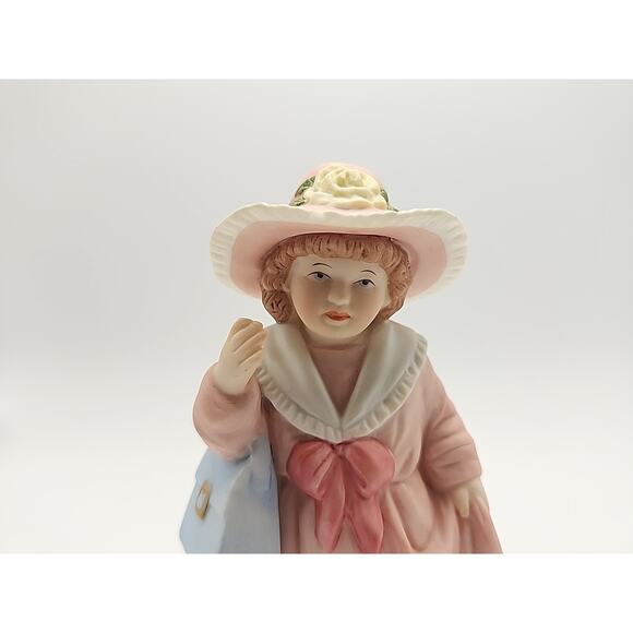 Vintage HOMCO #1488 Girl in Pink Dress & Hat with Purse Porcelain Figurine 5.5" - Picture 2 of 8
